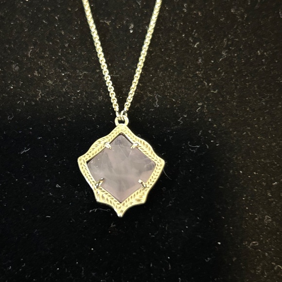 Kendra Scott Rose Quartz "Kacey" Long Pendant Necklace in Gold - Picture 3 of 9